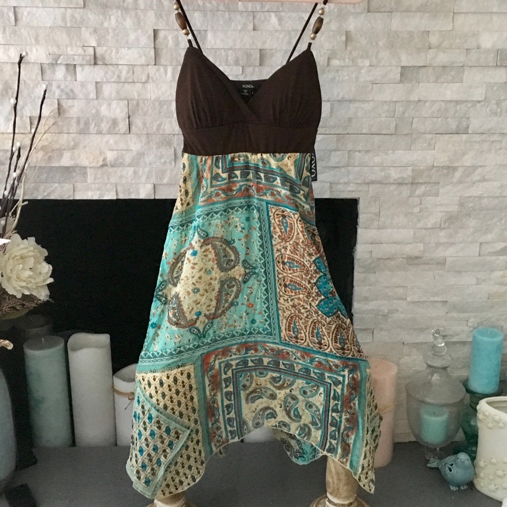 XOXO STRAPS WITH BEADS MIDI DRESS SIZE SMALL